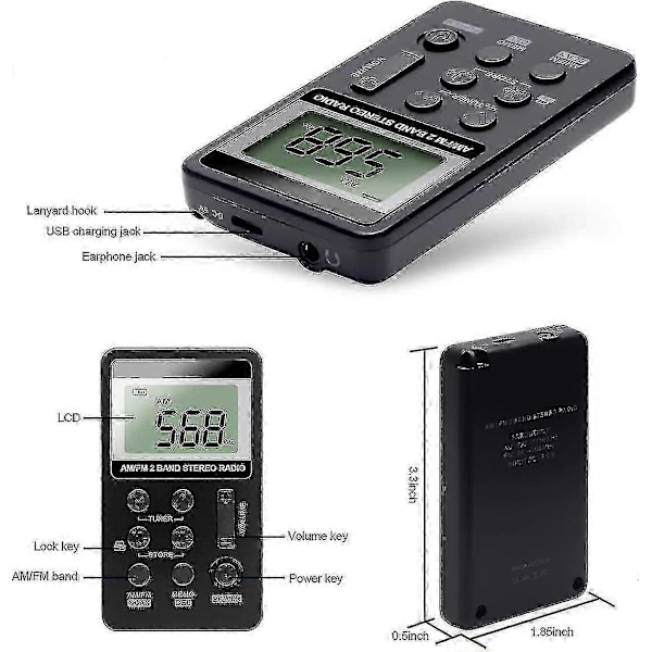 Ny Personlig AM/FM Lommeradio Bærbar Vr-robot, Mini Digital Tuning Walkman Radio, Med Oppladbart Batteri