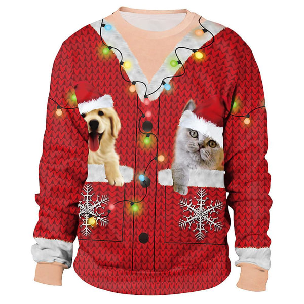 Par jul 3d nyhedsprint sweatshirt Casual langærmet sweater trøje Kvinder Mænd Julefest Ugly Funny Toppe style 1 L