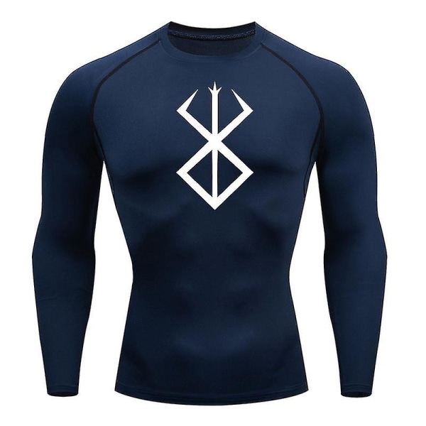 Anime Berserk Print Miesten Kompressiopaidat Lyhythihaiset Gym Workout Fitness Aluspaidat Nopeasti Kuivuvat Athletic T-paita T-paidat Topit Navy Blue 2 M