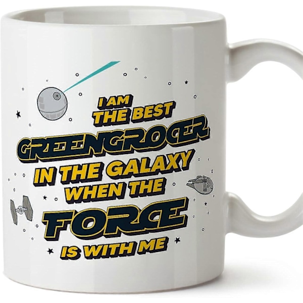 Grönsakshandlare Mugg Bäst i Galaxen Kraften är med Mig Rolig Gåva till Kollegor Keramisk 33 cl Mugg