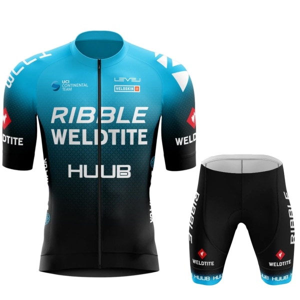HUUB Team Cykeltrøje+Smækshorts Sæt 2023 Mountainbiketøj til mænd Kortærmet jakkesæt Sports MTB cykeltræningsuniform Blue-Short suit Asian size-3XL