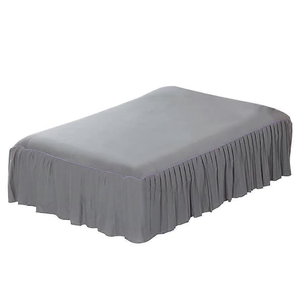 Ensfarget Plattform Base Valance Plissert Laken Poly Bomull Queen Size - Hvit