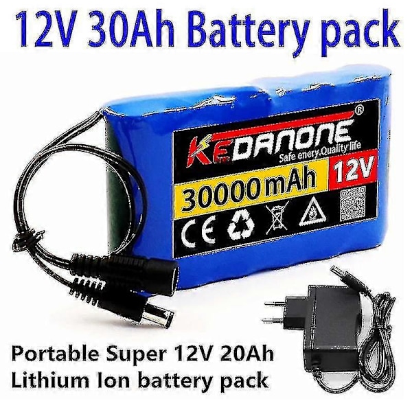 Ny Bærbar Super 12v 30000mah Genopladeligt Lithium Ion Batteripakke Kapacitet Dc 12.6v 30ah Cctv Kamera Monitor + Oplader