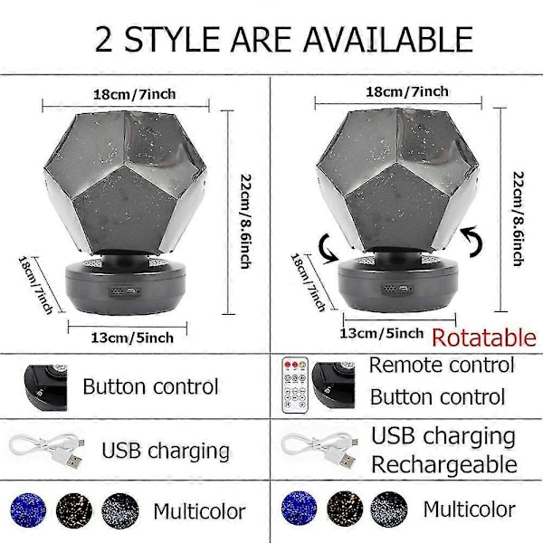Natlamper Ambient Belysning Stjerneprojektor Galaxy Lampe Lys Led Bordlampe