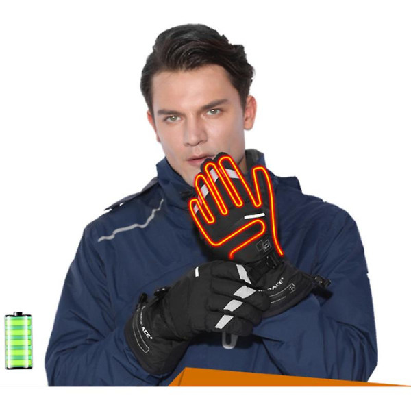 Evago varma uppvärmda elektriska handskar, skidåkning, cykling och fiske, pekskärm, temperaturkontroll, fem fingrar varma, Aa-batteri (utan batteri i XL