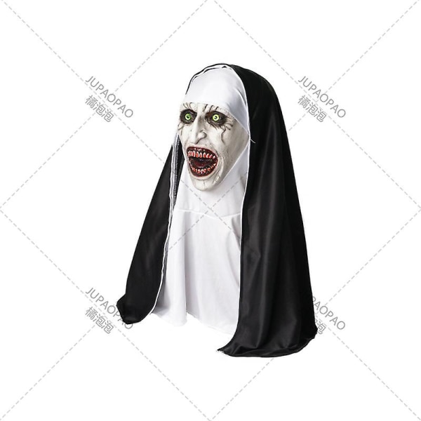 2023the Nun Skrekkmaske Cosplay Skremmende lateksmasker med hodeskjerf Helansiktshjelm Halloween-festrekvisitter Halloween-dekorasjon style2