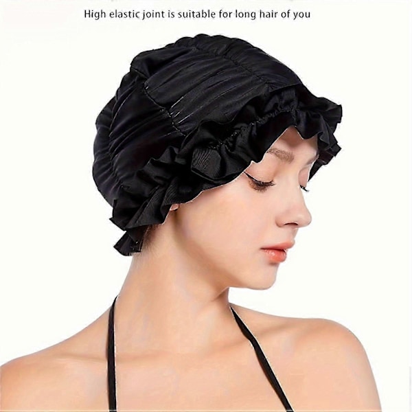Badehætte til Kvinder Voksen med Flæsekanter - Nylon Badehætte Ekstra Badehætte Elastisk Komfort Badehatte Holder Frisure Uændret Ørebeskyttelse