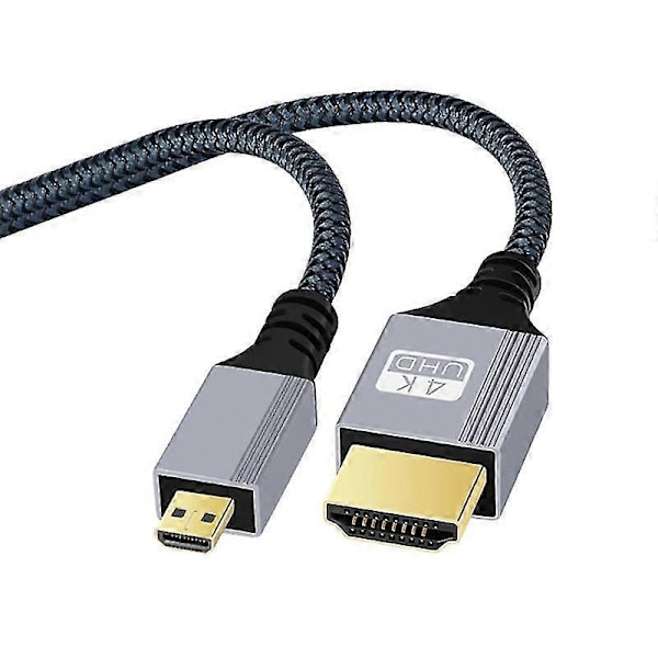 10m 4K HDMI til Micro HDMI Flettet Kabel 120Hz Gullbelagt Grensesnitt HD Video Overføringskabel