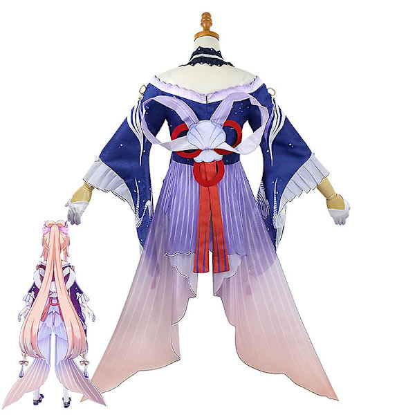 Sangonomiya Kokomi Cosplay Puku Genshin Impact Cosplay Kokomi Tube Topit Mekkoasut Selkäkoriste Peruukki Halloween Cos wig only XXL