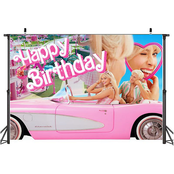 Barbieen syntymäpäivä taustajuhlat Bannerihuoneen seinäkoristelu valokuvarekvisiitta Baby Shower -tausta Söpöt taustat Lapset Tytöt Lahja 150X210cm 13