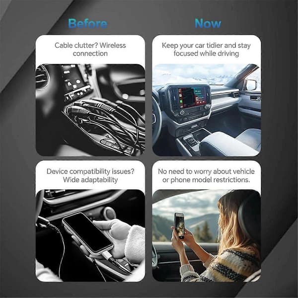 Trådløs Carplay & Android Auto-boks for bil 2i1 Kablet til trådløs Dongle Plug & Play Mini AI-boks Android AU