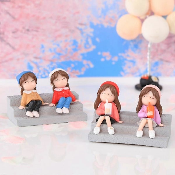 Miniatyr Flickfigur På Trappan Konst Hantverk Fest Dekorationstillbehör
