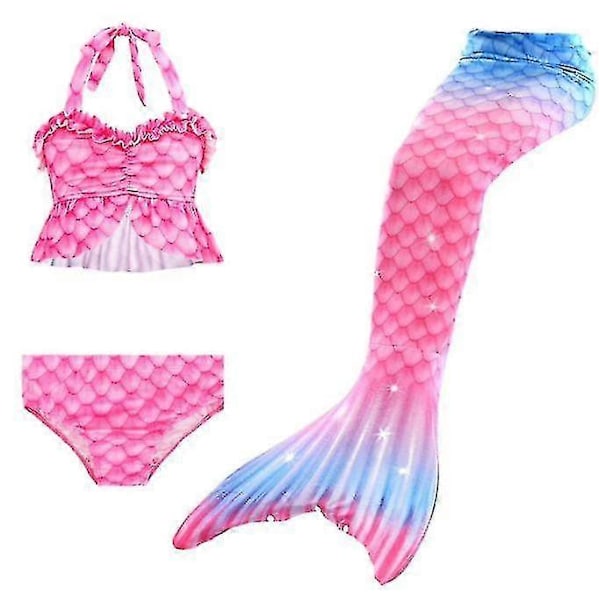 Lyt (rosa) barn Flickor Sjöjungfru Svans Bikini Set Badkläder Sw