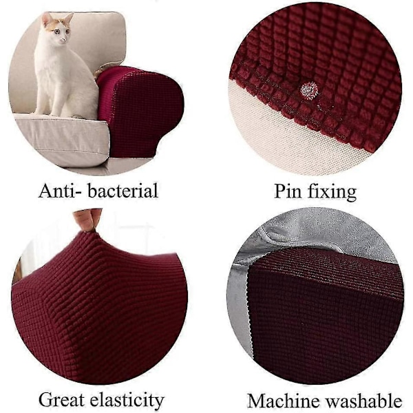 Armlenebeskyttere Sett, Sett med 2 Stretch Lenestoltrekk for Acsergery Armlener, Spandex Polyester Sofa Arm Gave