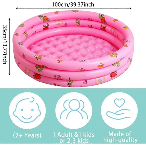 Lasten uima-allas, PowderRound puhallettava uima-allas, 100x35cm puhallettava kahluuallas, uima-allas kahluuallas, pyöreä kahluuallas, lasten puhallettava allas