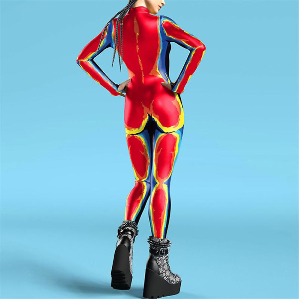 Damemote 3d termisk bildebehandling/leopardtrykt cosplay kostyme Halloween Party Rave Body med tommelhull style 1 M