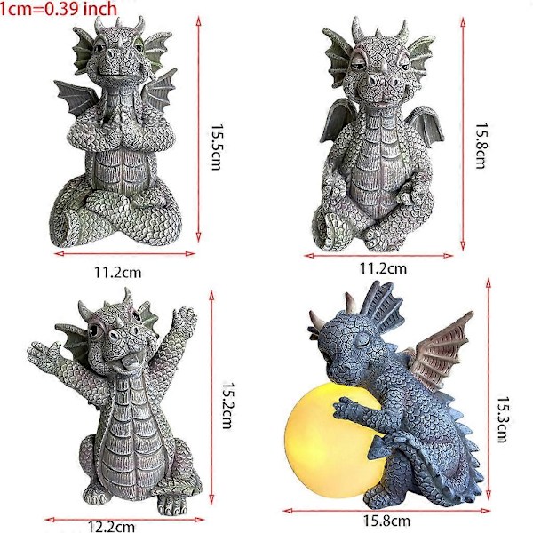 Sød Baby Drage Statue Have Ornament Kunst Resin Håndværk Loong med Små Vinger