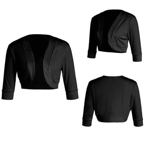 Dame 3/4 Ærme Cardigan Klassisk Åben Front Kort Shrug Bolero Cropped Jakker Sommer Tøj