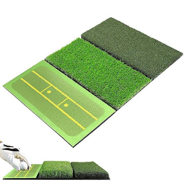 Golfträningsmatta 3-i-1 slagmatta Golfövningsmattor Detekteringshjälp Slagytor Bärbara golfträningshjälpmedel för chipping