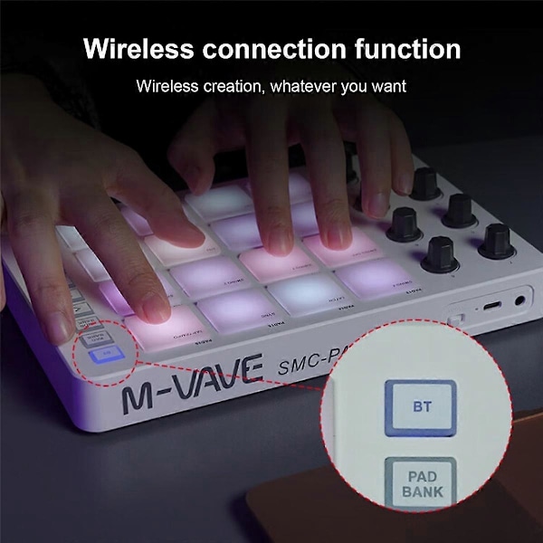 MIDI-kontroller Strike Pad RGB-bakgrundsbelysning MIDI-keyboard BT-anslutning Låg Latens 3,5 mm Utgång Inter