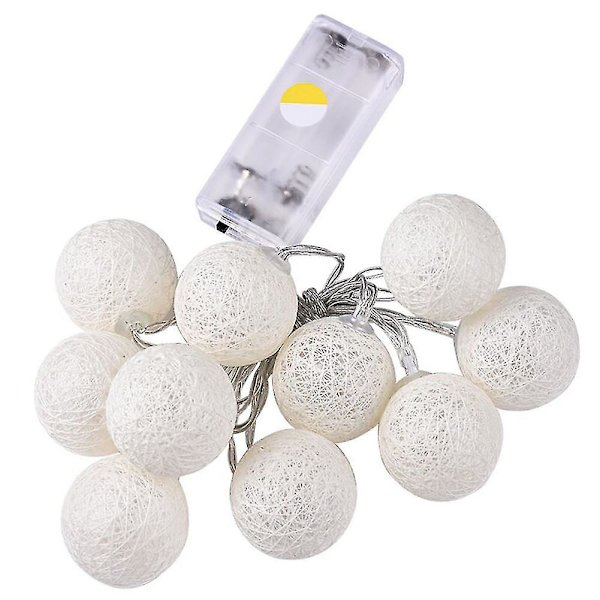 10led Rattan Ball String Light Fairy Dekorativ Lampe Til Jul Bryllupsfest Beige