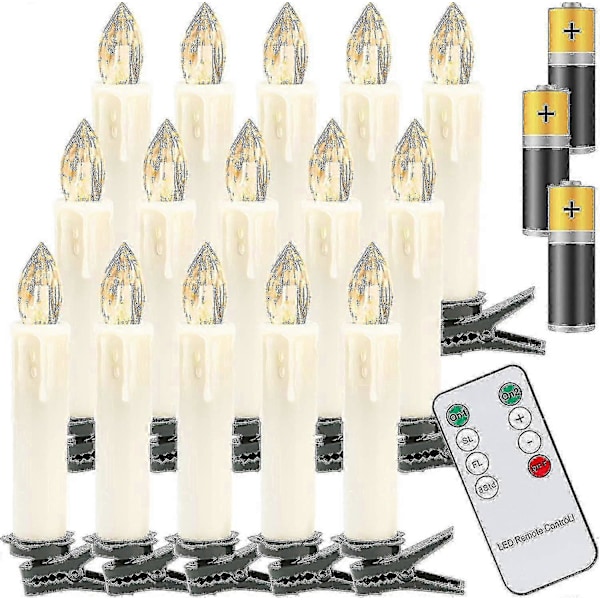 40 stk. LED Julelys, Trådløse Hvide Varme Juletræslygter, Med Fjernbetjening Og Batterier, Dæmpbare LED-Lys, IP44, Til Juletræ