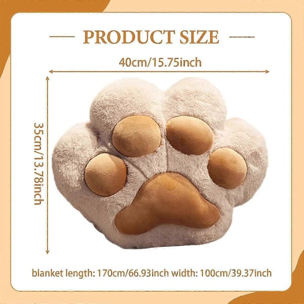 Kudde och filt med kattass-design, soffkudde, söt present Light Brown