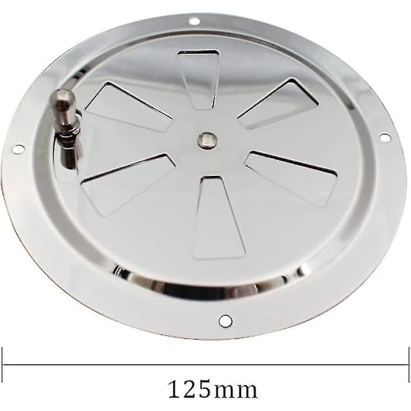 Pyöreä ilmanvaihtoritilä - Ruostumaton teräs - Säädettävä tuuletusaukko - 125 mm halkaisija