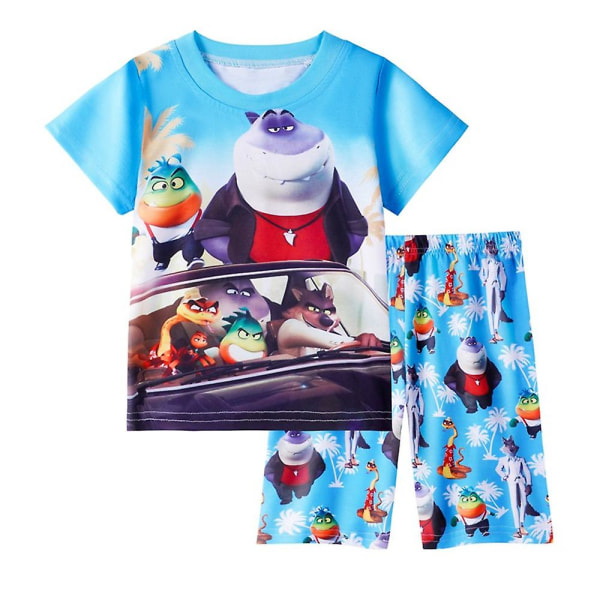 Bad Guys Cartoon Pyjamas Barn Pojkar Kortärmade Shorts Pyjamas Set Light Blue 4-5 Years