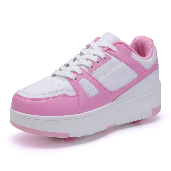 Rulleskøytesko Barn Snickers med hjul Barn Rulleskøyter Mote Outdoor Sports Sko Jenter Gutter white pink 32