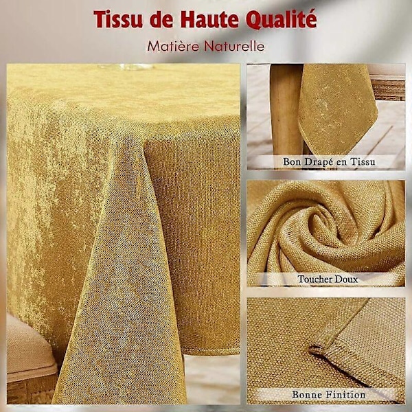 1 Styck Duk Bordsdekoration Rektangulär Linneduk Vattentät och Fläckbeständig Duk (Guld, 140 x 180 cm)