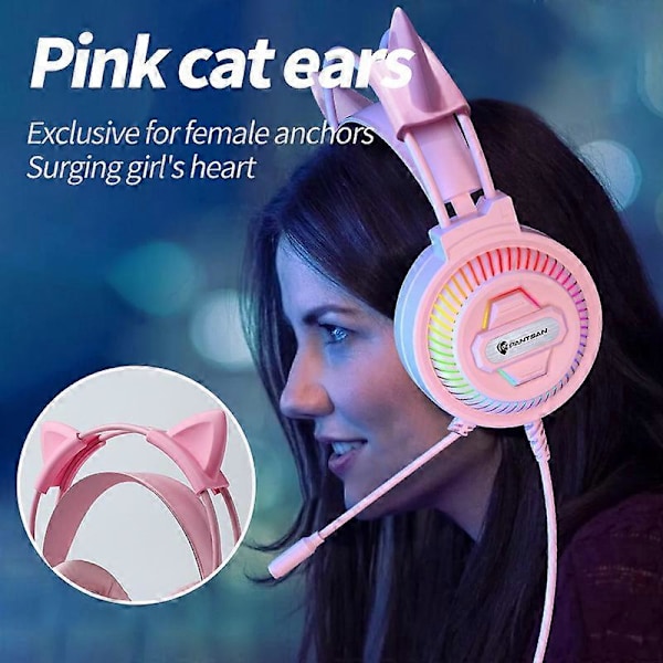 Nya Professionella LED Kattöron Trådbundna Gaming Hörlurar Med Mikrofon För PS4 PS5 Xbox Dator PC Gaming Headset Med Volymkontroll