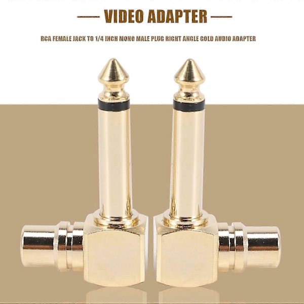 2 KPL RCA Naarasliitin - 1/4 tuuman Mono Urosliitin Suorakulmainen Audioadapteri
