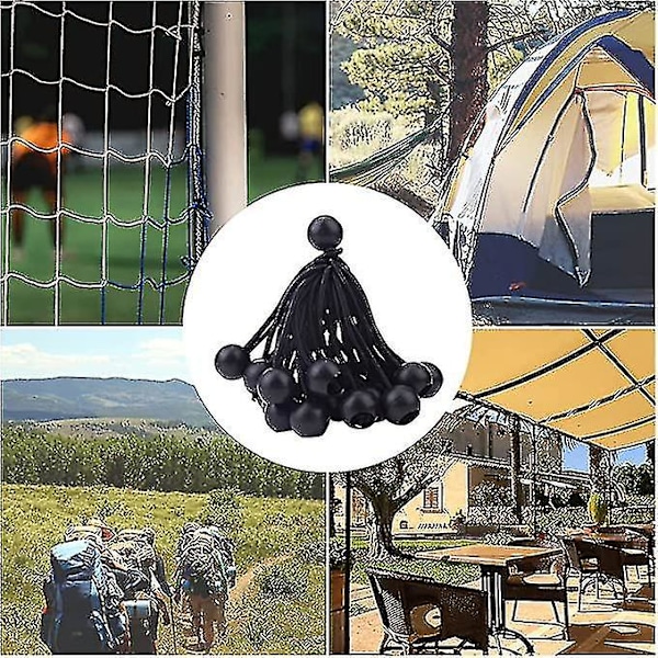 25 kpl Joustava pallo kiristin, Paviljonki pressun kiristin, Retkeily, Köysiteltta, Jatkojohto nippu verho - Musta