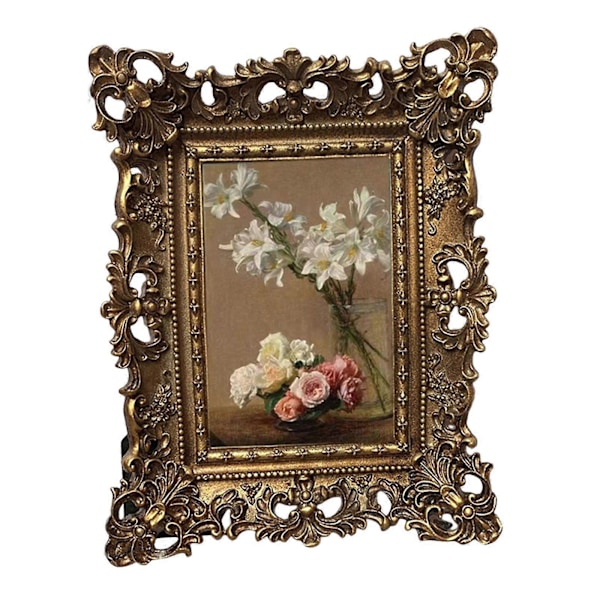 Billedramme i vintage stil af harpiks med udskårne blomster