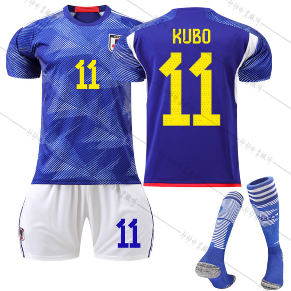 22 World Cup landslag Japan hjemme jersey fotball dress dress trening team uniform NO.11 KUBO XL