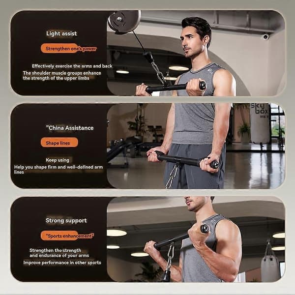 Gym Roterande Rak Stång LAT Pulldown Stång Maskinfäste för Hemmaträning Träningsutrustning Black