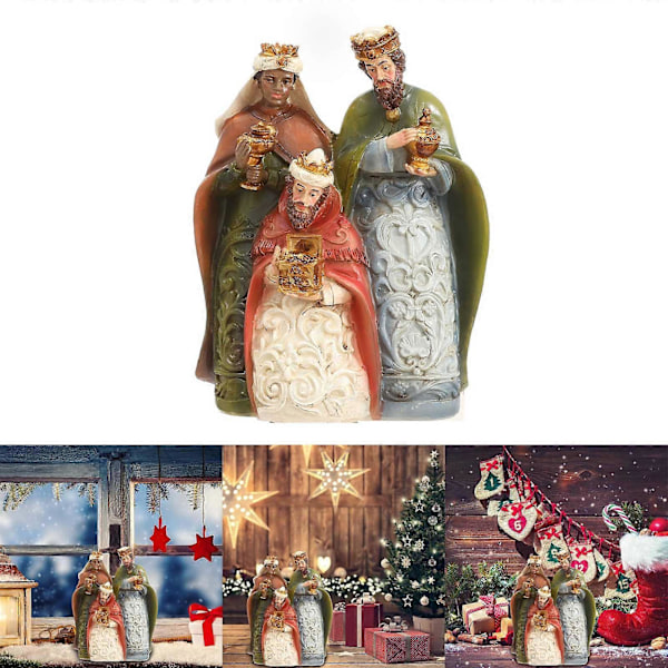 Julekrybbe Dekoration med Den Hellige Familie Julefigurer til Juledekorationer Religiøs Figur