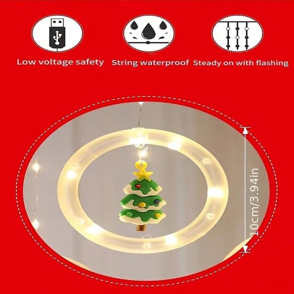 Nydelig julelysstreng med 10 ringer usb-plugg Julevindu dekorative lys til stuen Christmas Tree