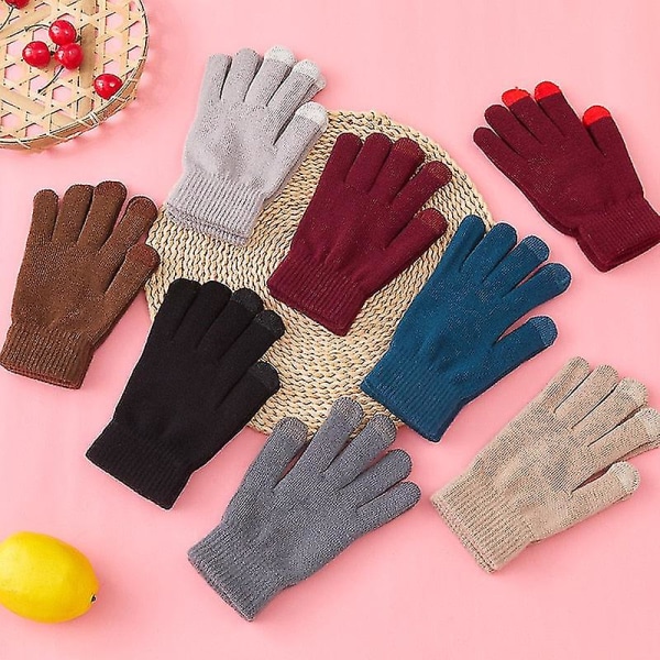 Cashmere strikkede vinterhandsker til kvinder Cashmere strikkede kvinder efterår vinter varme tykke handsker Touch screen skihandsker Khaki