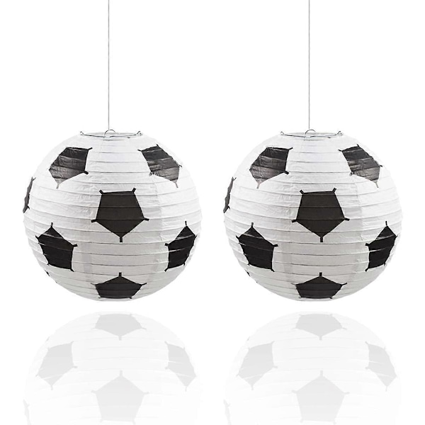 4 stk. 20 cm Fodbold Papirlanterne Dekoration Fodboldmål Fødselsdagsfest Dekoration