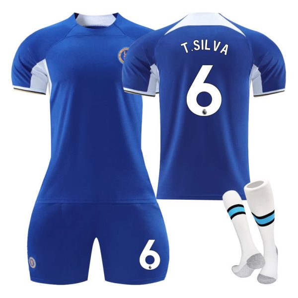 23-24 Chelsea home børnestuderende træningsdragt trøje sportshold uniform NO.6 T.SILVA 20