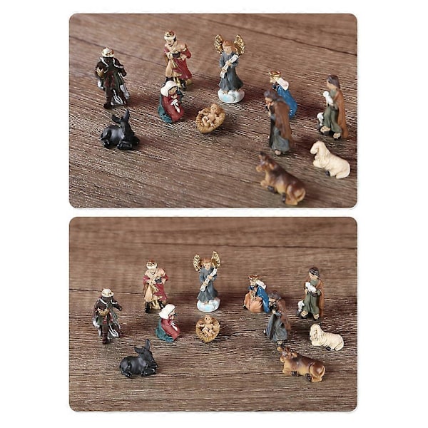 Julkrubba Staty Scen Set Jesusbarn Krubba Figurer Harts Hantverk Miniatyrer Religiös Prydnad Kyrkogåva Heminredning