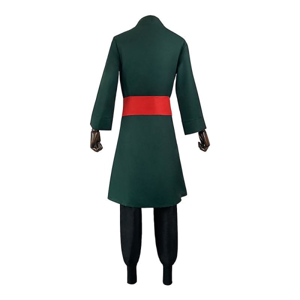 Japansk Anime Roronoa Zoro Cosplay-kostyme Halloween-kåpe Fullt sett Tørkle Parykk Frakk Bukser Ermer Belte Grønn Kimono S