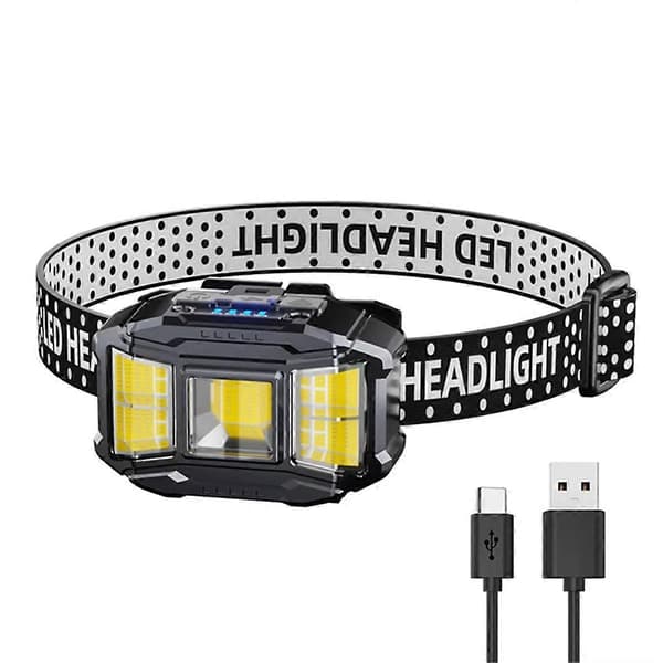 COB LED Sterk Lys Hodelykt Bevegelsessensor Induksjon Hodelykt