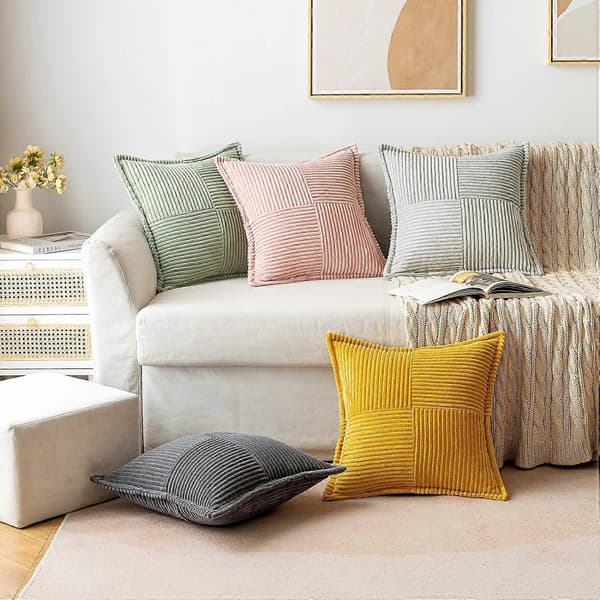 Fløjlsbukse Pudebetræk Pakke med 2 Dekorative Moderne Patchwork Pyntepudebetræk Bløde Pudebetræk Puder til Boligindretning Sofa Pink 45*45 cm