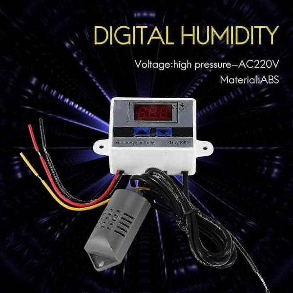 Digital Fuktighetskontroller Hygrometer Fuktighetskontrollbryter 0~99%rh Hygrostat med Fuktighetssensor