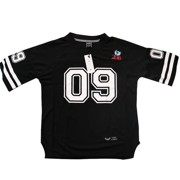 2019 NYTT merke herre t-skjorte hurtigtørrende pustende t-skjorter herre fotballdrakter sport Løs Bodybuildi t-skjorte størrelse M-XXL black 09 XL
