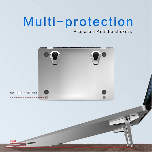 Bärbart Laptopställ, Mini Laptopställ i Zinklegering, Osynligt Laptopstativ, för 12-20 Tums Laptop