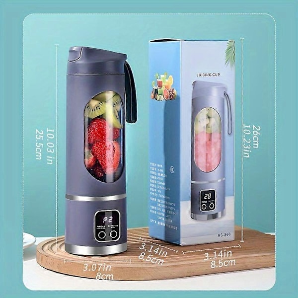 Portabel USB-Uppladdningsbar Miniblandare & Juicepress - 3 Lägen, Digital Display, 12 Blad, Enkel Rengöring, Perfekt För Resor & Färsk Juice På Språng